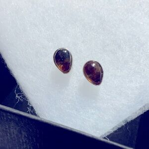 Vintage Silver and amber Teardrop Earrings